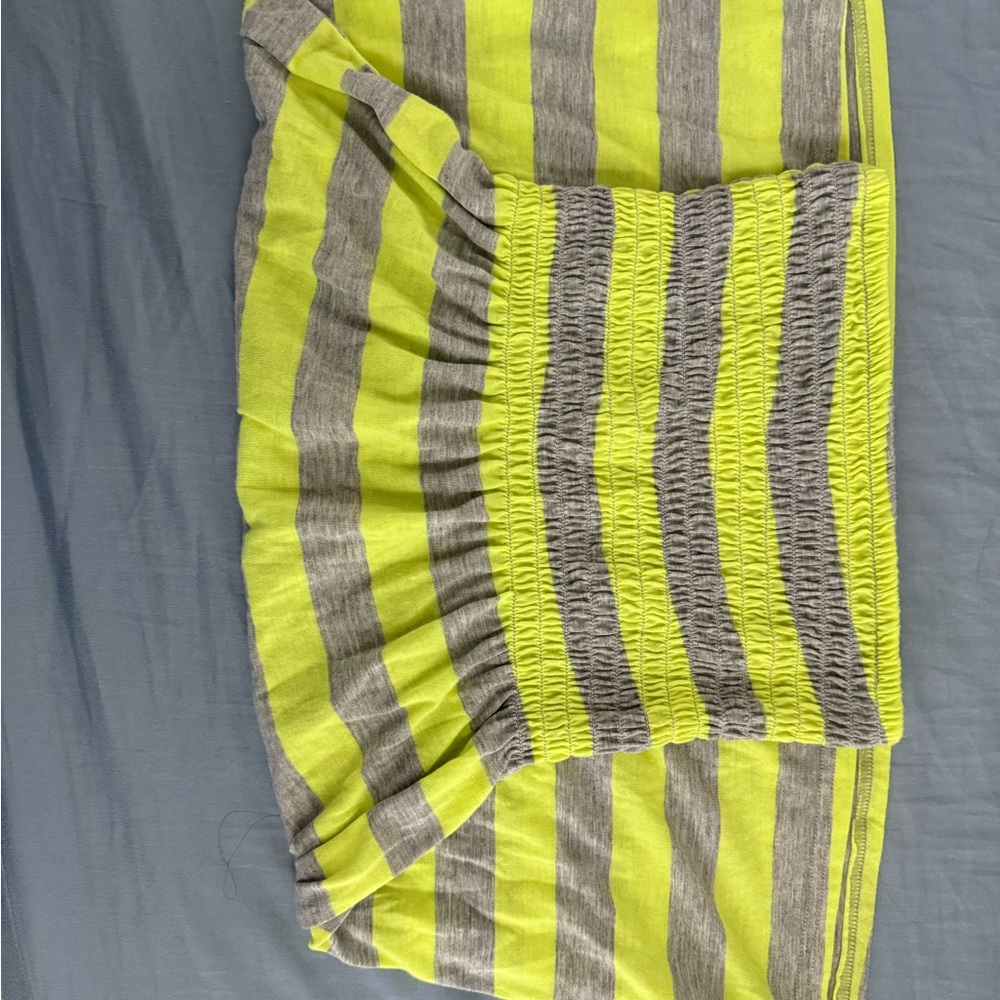 Feathers Neon Yellow and Gray Striped Mini Skirt